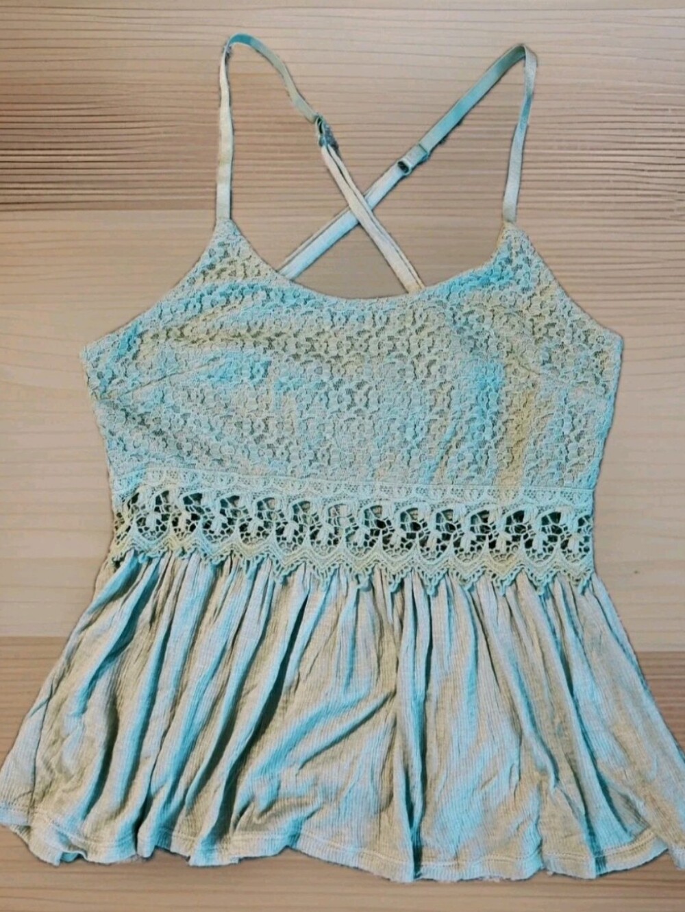 NWOT VTG Wet Seal Y2K Mint Green Lace Babydoll Cami Tank Top Medium